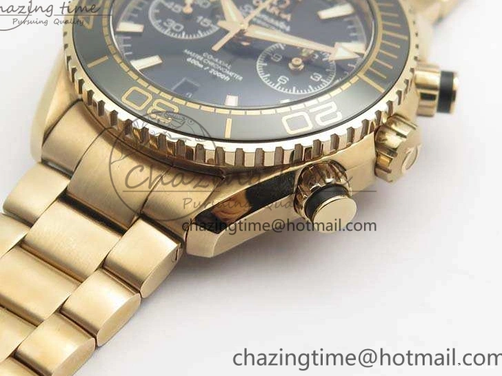 0328 Seamaster Pro Chrono RG Best Edition Black Ceramic Black Dial On RG Bracelet A ComfortFit 8130